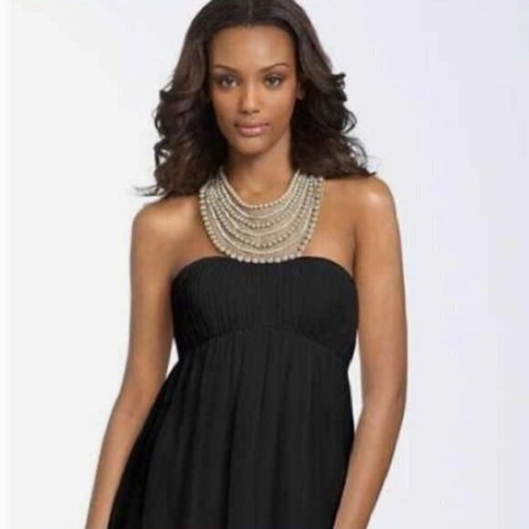 AIDAN MATTOX Dress Size 0 Party Prom Mini Dress Black Pearl Crystal Neckline - Picture 2 of 12